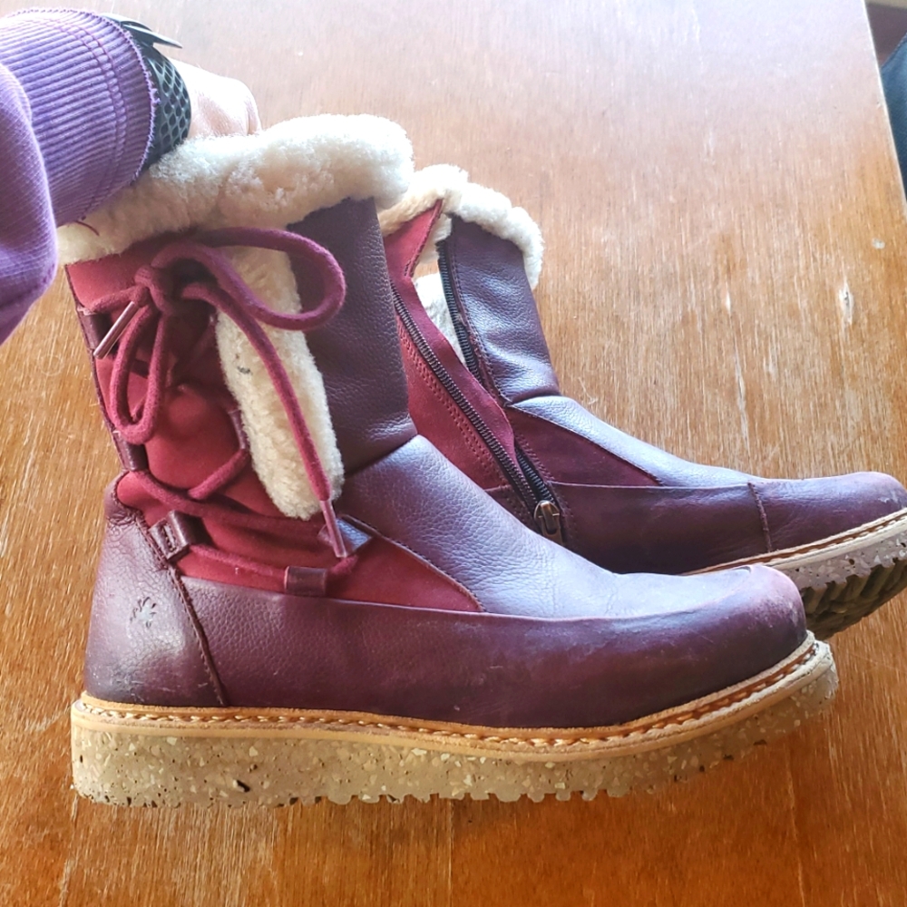 El Naturalista Fur Lined Boots, 40, Burgundy